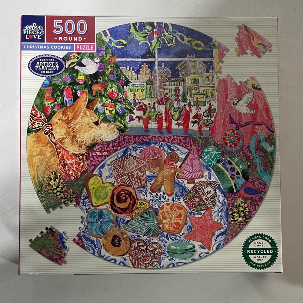 Eeboo Christmas Cookies 500-Piece Round Puzzle